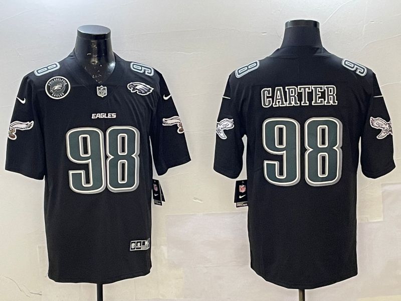 Men Philadelphia Eagles 98 Carter Black Fashion 2025 Nike Limited NFL Jersey style 8